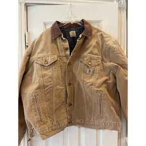 Carhartt Blanket Lined Trucker Canvas Jacket Men Western Aztec Cowboy Grunge